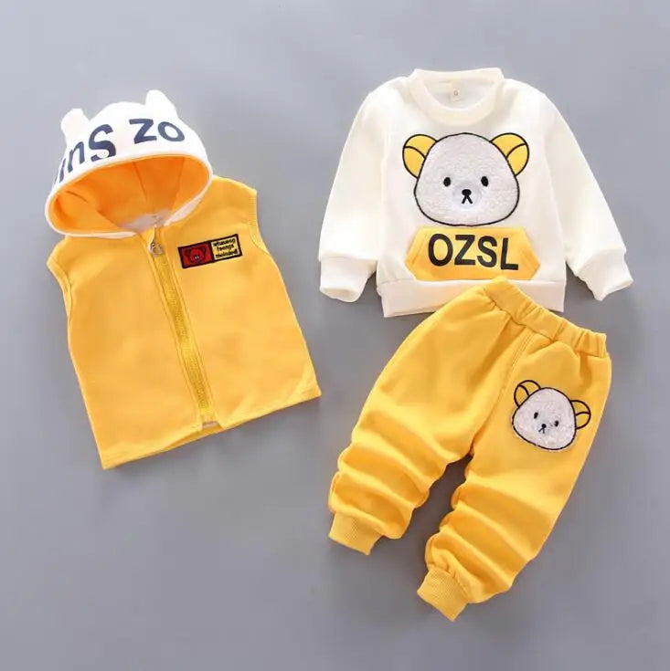 "Warm & Cozy Winter Set" "Cute Cartoon Design" "Soft Fleece Comfort" "Perfect Toddler Outfit" "Easy Pullover Style"