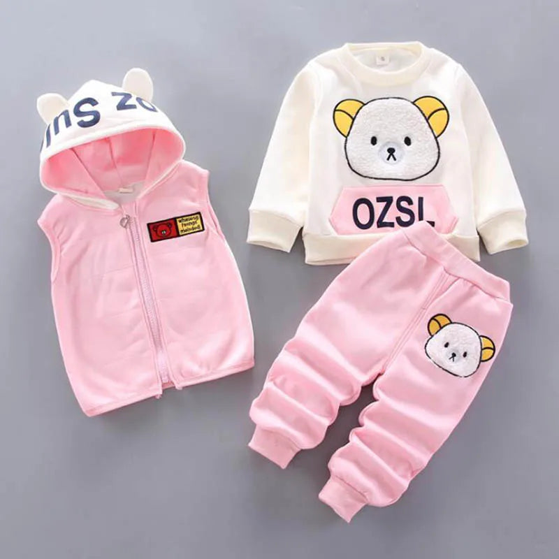 "Warm & Cozy Winter Set" "Cute Cartoon Design" "Soft Fleece Comfort" "Perfect Toddler Outfit" "Easy Pullover Style"