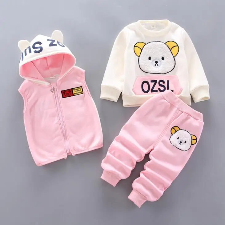 "Warm & Cozy Winter Set" "Cute Cartoon Design" "Soft Fleece Comfort" "Perfect Toddler Outfit" "Easy Pullover Style"