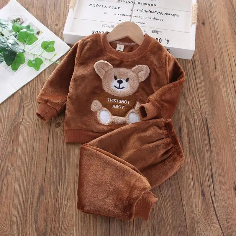 "Warm & Cozy Winter Set" "Cute Cartoon Design" "Soft Fleece Comfort" "Perfect Toddler Outfit" "Easy Pullover Style"