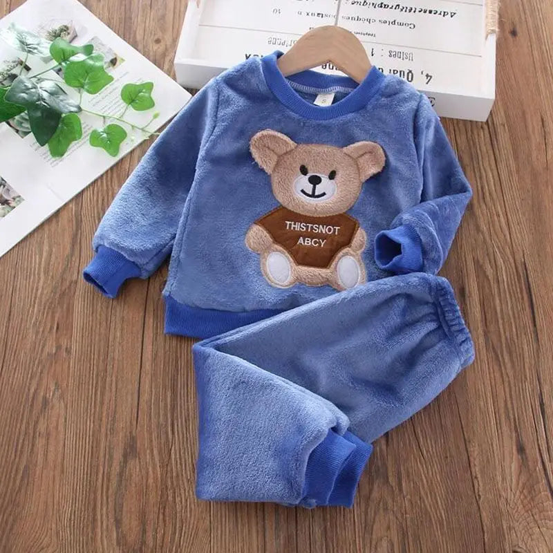 "Warm & Cozy Winter Set" "Cute Cartoon Design" "Soft Fleece Comfort" "Perfect Toddler Outfit" "Easy Pullover Style"