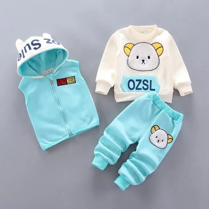 "Warm & Cozy Winter Set" "Cute Cartoon Design" "Soft Fleece Comfort" "Perfect Toddler Outfit" "Easy Pullover Style"