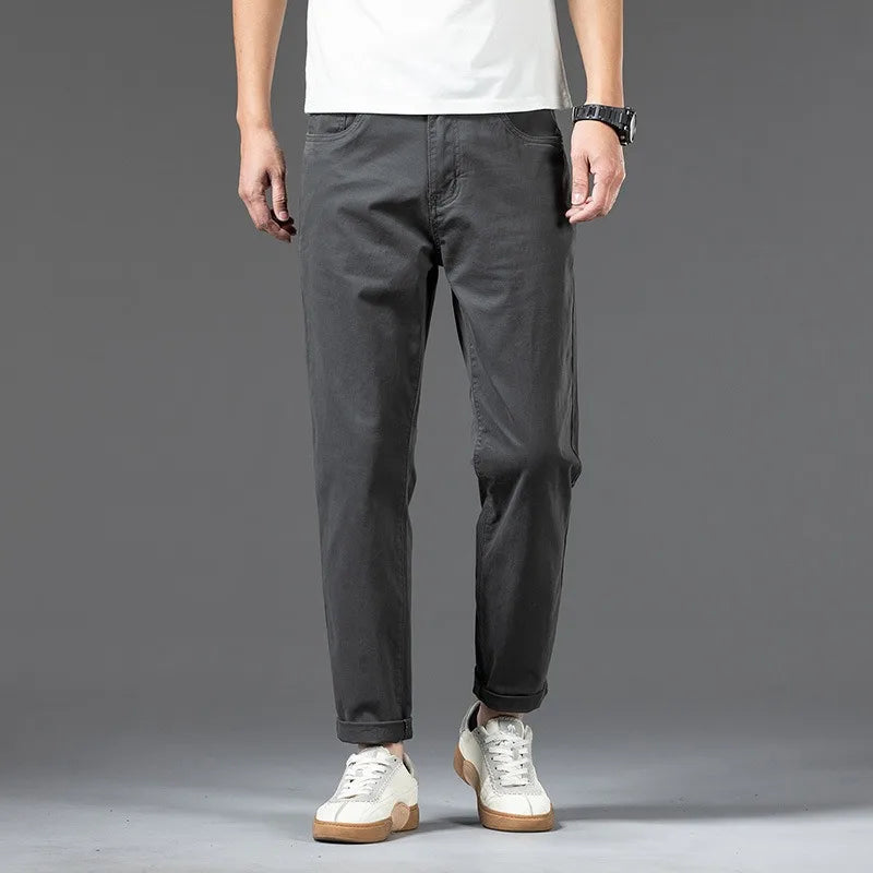 Men’s Cotton Chino Pants Plus Size Loose Casual Straight Trousers