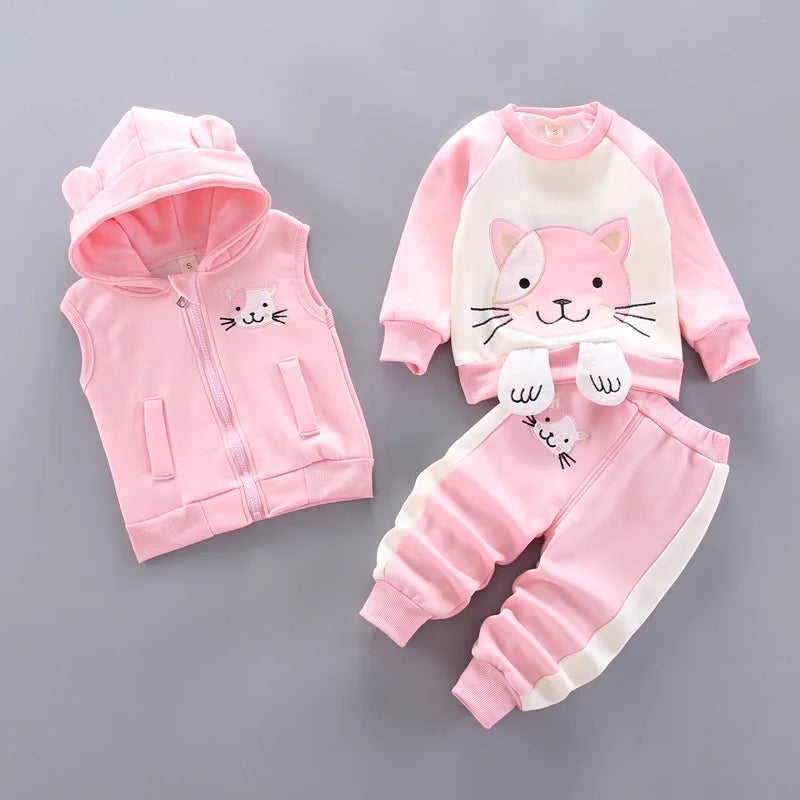 "Warm & Cozy Winter Set" "Cute Cartoon Design" "Soft Fleece Comfort" "Perfect Toddler Outfit" "Easy Pullover Style"