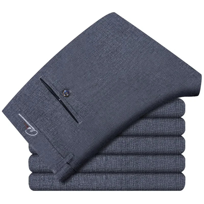 "Sizes Up to 52 – Big & Tall"
"Perfect for Office & Business"
"Elastic Waist for Comfort"
"Grey • Black • Dark Blue"
"Smart Casual Straight Fit"