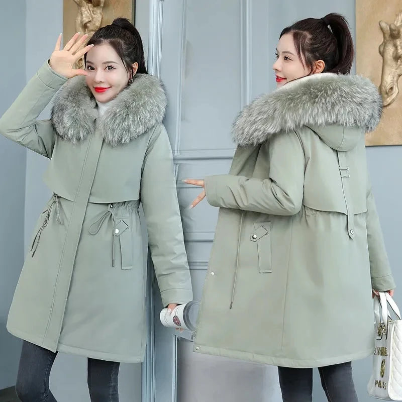 “Stay Warm & Stylish” “Sizes M to 8XL Available” “Big Fur Hood for Extra Comfort” “Adjustable Waist for Perfect Fit” “Thick Cotton Liner for Cold Days”