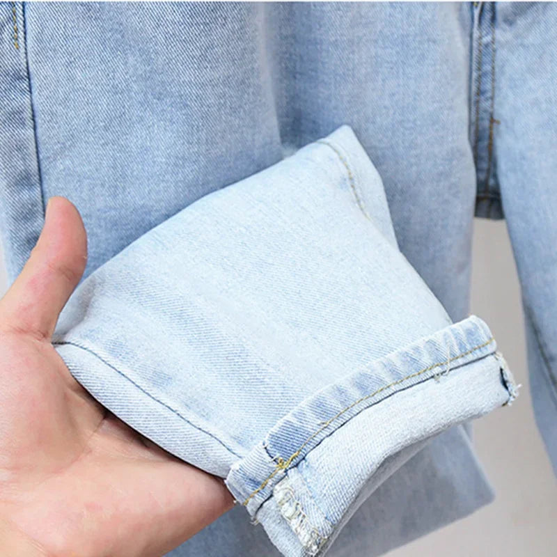 Plus Size Women High Waist Ripped Jeans Casual Loose Denim Pants