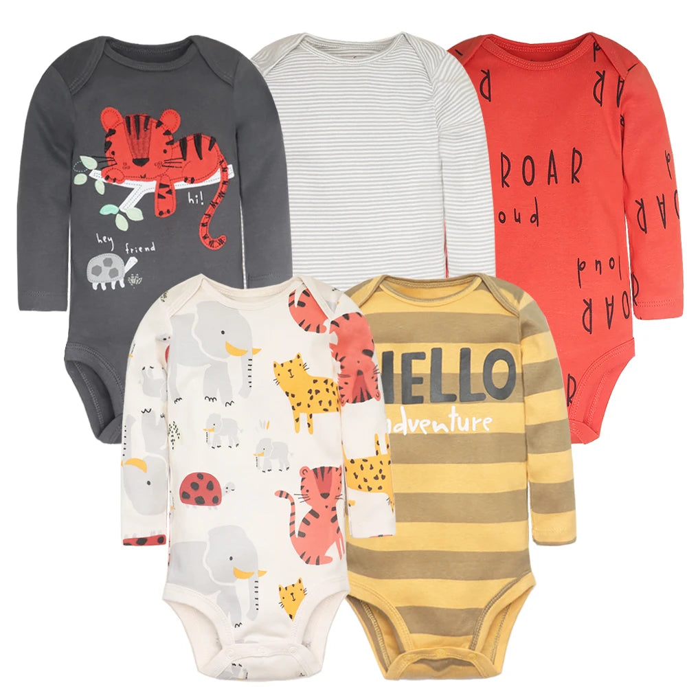 “5PCS Soft Cotton Set” “Adorable Cartoon Designs” “True-to-Size Fit” “Perfect Baby Shower Gift” “All-Season Comfort”