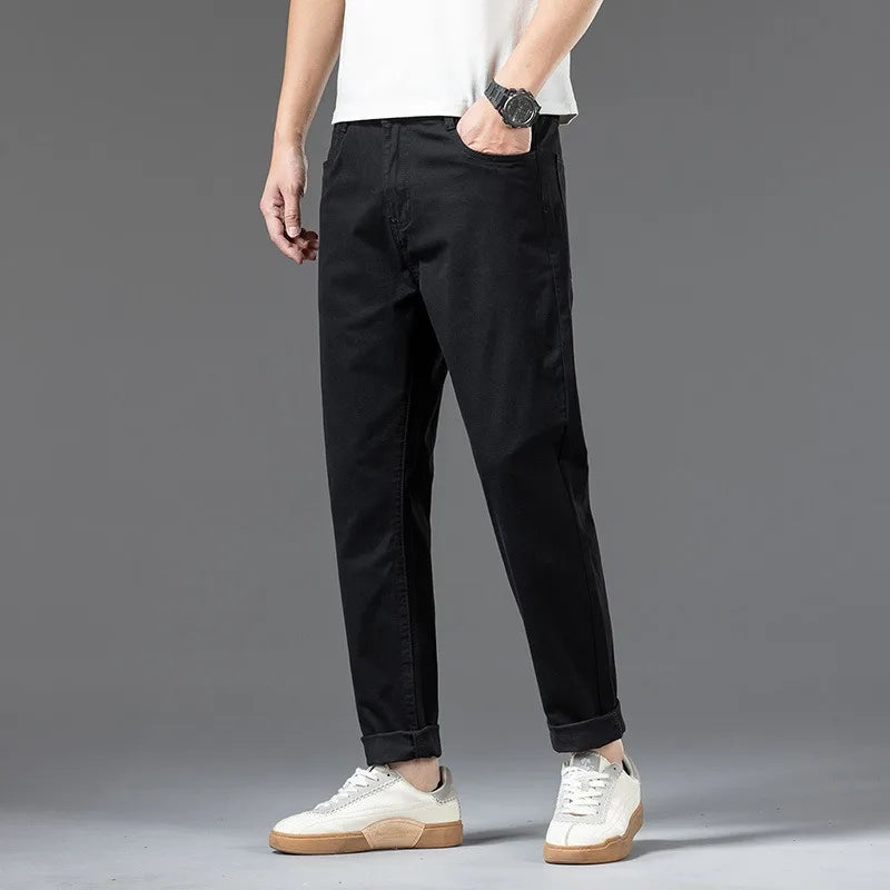 Men’s Cotton Chino Pants Plus Size Loose Casual Straight Trousers