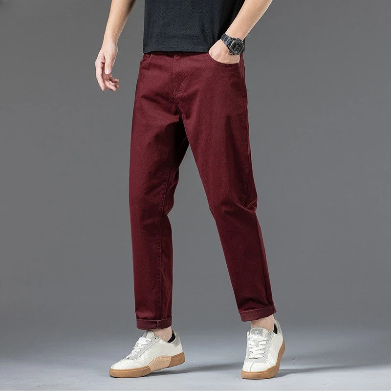 Men’s Cotton Chino Pants Plus Size Loose Casual Straight Trousers