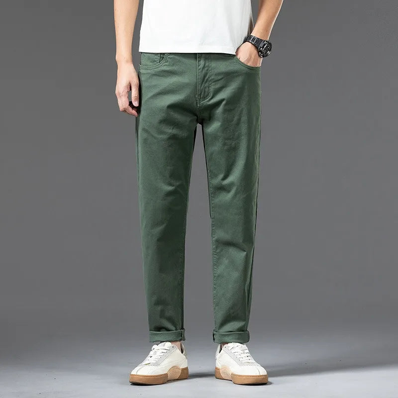 Men’s Cotton Chino Pants Plus Size Loose Casual Straight Trousers