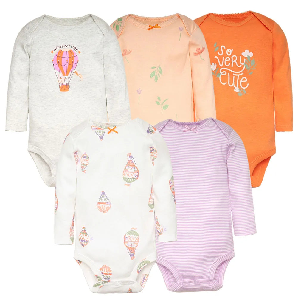 “5PCS Soft Cotton Set” “Adorable Cartoon Designs” “True-to-Size Fit” “Perfect Baby Shower Gift” “All-Season Comfort”