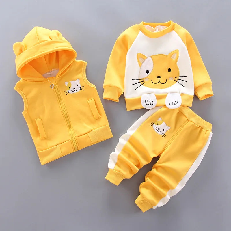 "Warm & Cozy Winter Set" "Cute Cartoon Design" "Soft Fleece Comfort" "Perfect Toddler Outfit" "Easy Pullover Style"