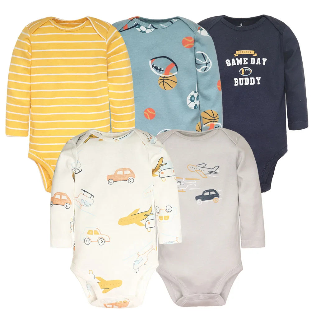“5PCS Soft Cotton Set” “Adorable Cartoon Designs” “True-to-Size Fit” “Perfect Baby Shower Gift” “All-Season Comfort”