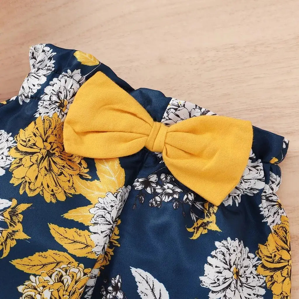 Soft Combed Cotton Material”
“3PCS Coordinated Summer Outfit”
“Floral Pants with Cute Bow”
“Matching Headband Included”
“Comfortable & True to Size”