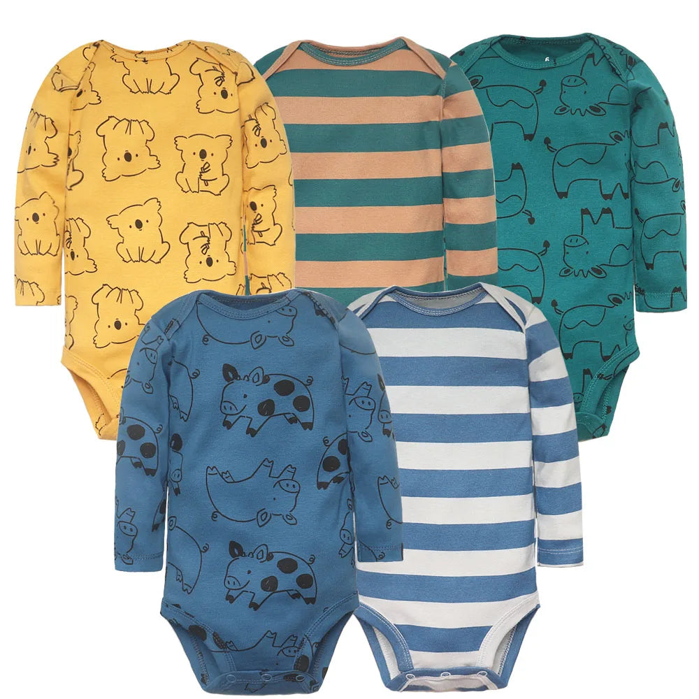 “5PCS Soft Cotton Set” “Adorable Cartoon Designs” “True-to-Size Fit” “Perfect Baby Shower Gift” “All-Season Comfort”