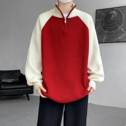  "Cozy Up in Style – Available in 8XL" ."Soft Polyester Knit – Perfect for Winter" "Loose Fit Comfort – Ideal for Daily Wear"  "Half-Zip Design – Versatile Layering Piece" "Choose Your Color – Navy, Grey, Burgundy"
