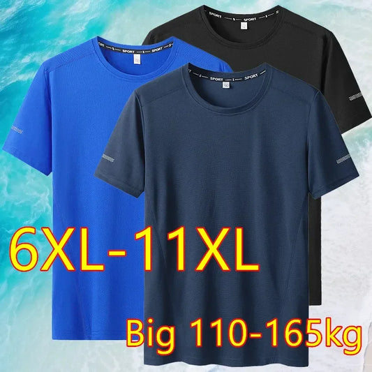 Big Size 9XL Men’s Quick Dry T-Shirt Casual Round Neck Short Sleeve
