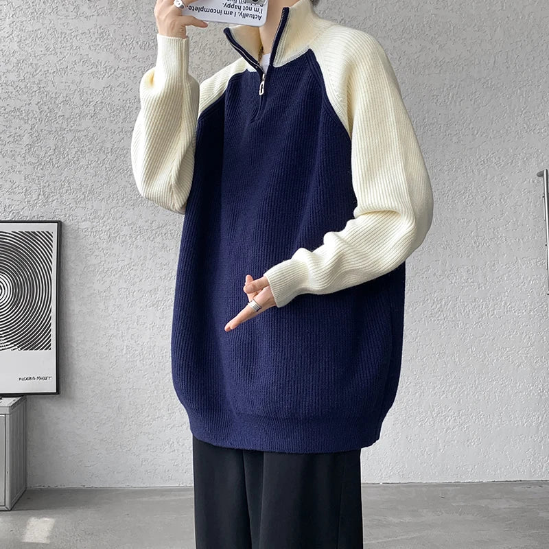  "Cozy Up in Style – Available in 8XL" ."Soft Polyester Knit – Perfect for Winter" "Loose Fit Comfort – Ideal for Daily Wear"  "Half-Zip Design – Versatile Layering Piece" "Choose Your Color – Navy, Grey, Burgundy"