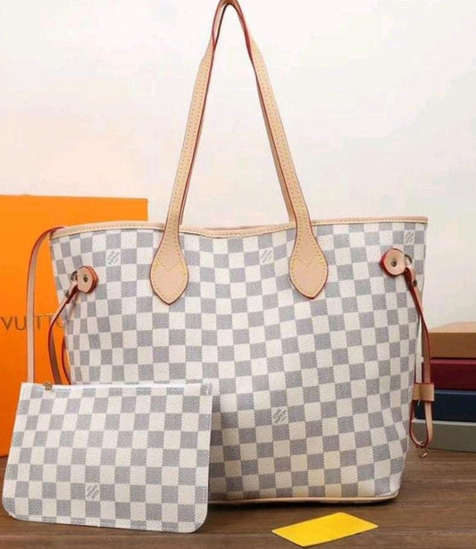 Luxury Designer Checkered Tote Bag Set - Premium Handbag Collection