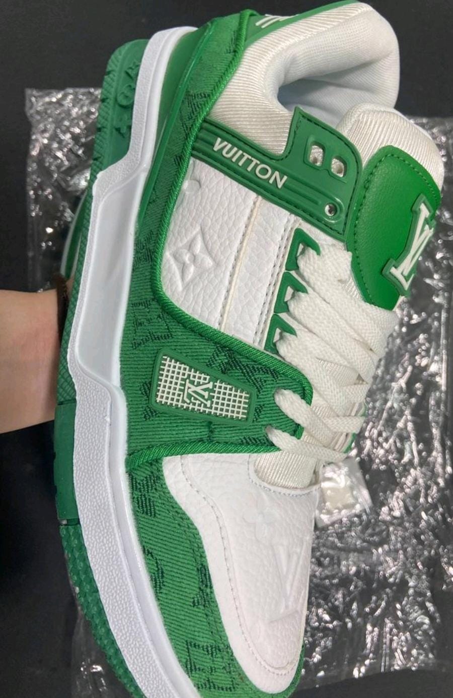 "Black & White Designer Sneakers"
"Blue & White Designer Sneakers"
"Green & White Designer Sneakers"